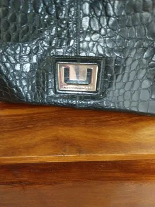 Bolso Adolfo Dominguez Piel Negro Cocodrilo