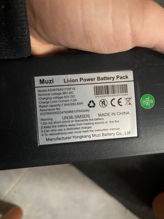 Batería Muzi Li-ion para patinete