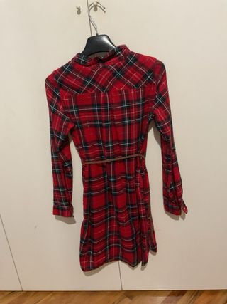 Vestito rosso scozzese con cinturino di corda LOGG