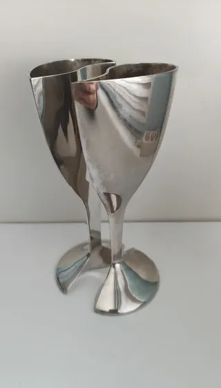 Conjunto 2 copas corazón alpaca plateada