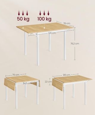 VASAGLE Mesa de Comedor, Mesa Extensible