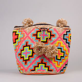 Bolso Wayuu tejido a mano multicolor