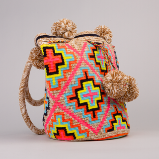Bolso Wayuu tejido a mano multicolor