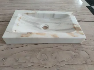 Lavabo de mármol Blanco Macael Golden rectangular