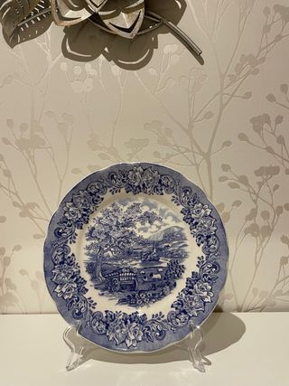 Plato vintage Iristone Tableware paisaje azul