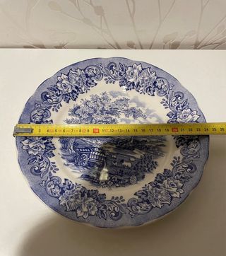 Plato vintage Iristone Tableware paisaje azul