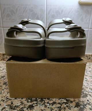 Zuecos Zara Mujer Talla 41 Verde Oliva