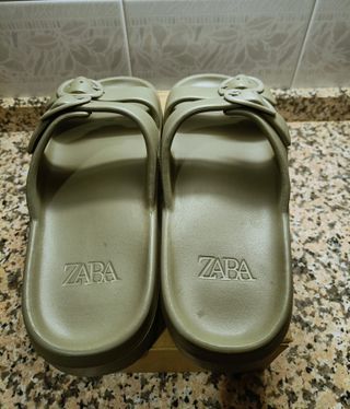 Zuecos Zara Mujer Talla 41 Verde Oliva