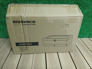 SONGMICS Caja de Relojes con 12 Ranuras, Estuche de Relojes de Madera de 2 Niveles con Tapa de Cristal, Almohadillas, Forro de Terciopelo, Regalo de Seres Queridos, Negro Marrón JOW012K01