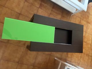 Mesa centro cristal y madera