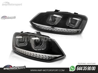 FAROS DELANTEROS LED DTS PARA VOLKSWAGEN POLO 6R NEGRO 2009-2014