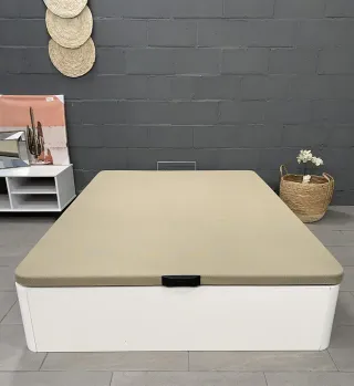 Canapé abatible blanco y beige