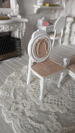 Sedia Dollhouse 1:12 Shabby Chic Juta