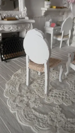Sedia Dollhouse 1:12 Shabby Chic Juta