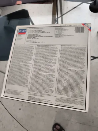 Vinilo Rachmaninov Sonata Cello Piano Decca