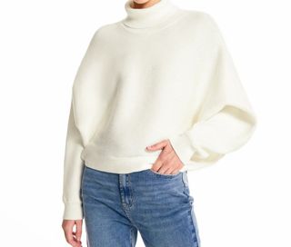 Jersey cuello alto mujer blanco