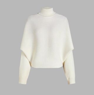 Jersey cuello alto mujer blanco