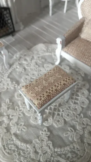 Sgabello Dollhouse 1:12 Shabby Chic & Pizzo