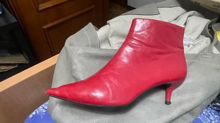 Botines Zara Tacón Bajo Rojos
