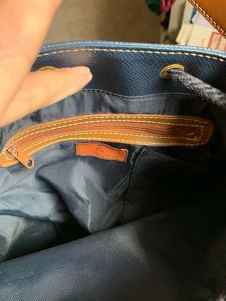 Borsa a secchiello in pelle blu navy per donna