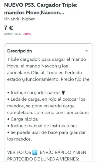 NUEVO.Cargador PS3 Triple + Fundas mandos Move PS3