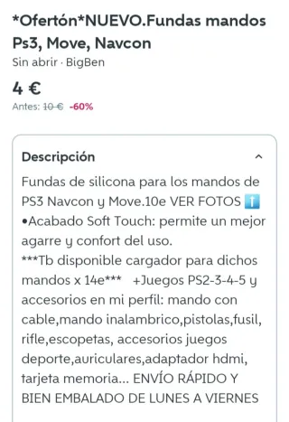 NUEVO.Cargador PS3 Triple + Fundas mandos Move PS3