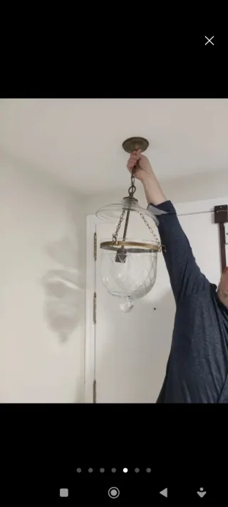 Lámpara colgante de cristal y metal