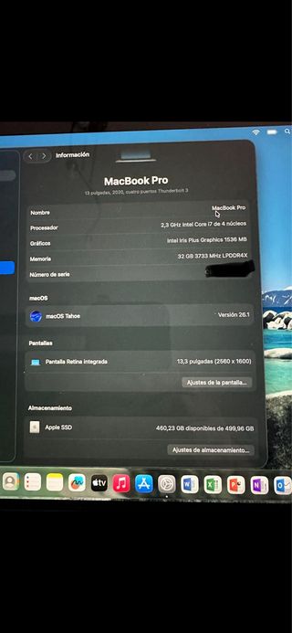 MacBook Pro 13” 2020 i7 32GB 500GB A2251