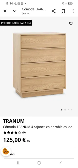 Dos cajoneras madera roble natural  4 cajones