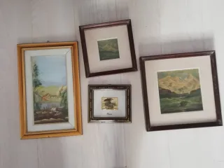 Lotto 9 quadri vintage con cornice varie misure