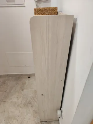 Zapatero 3 cajones madera y mimbre