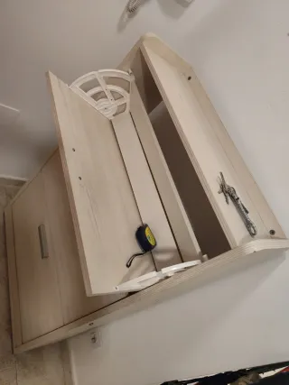 Zapatero 3 cajones madera y mimbre