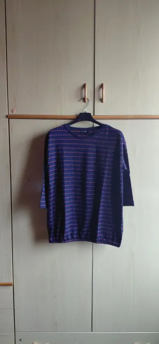 Maglietta casual blu manica a 3/4 donna NKD (S)