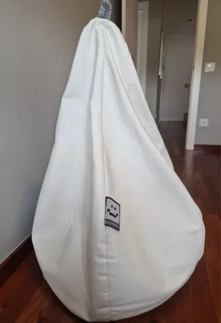 Puff Happers Blanco Piel Sintética