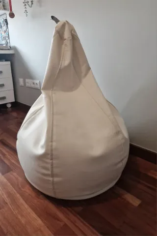 Puff Happers Blanco Piel Sintética