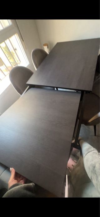 Mesa Comedor Extensible Negra/Marrón