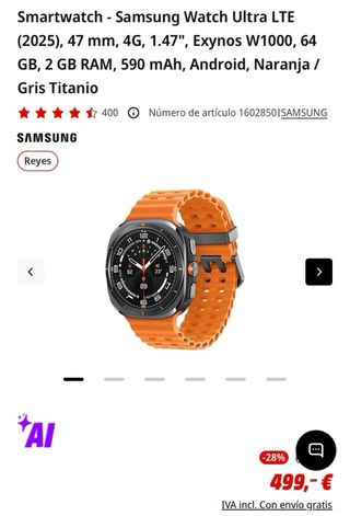 Samsung Galaxy Watch Ultra Naranja/Negro
