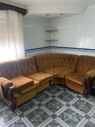 Sofá modular marrón/dorado terciopelo