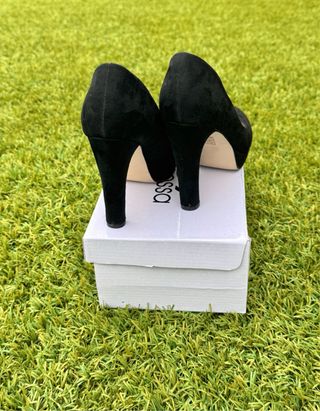 Zapatos tacón alto plataforma ante negro T37