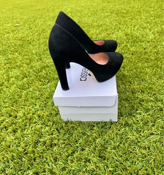 Zapatos tacón alto plataforma ante negro T37