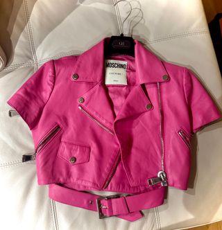 Moschino Couture cropped leather jacket in iconic