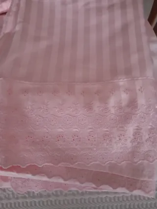 Lenzuola matrimoniali raso rosa con pizzo