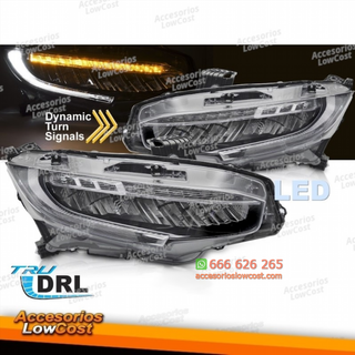 FAROS DELANTEROS LED NEGROS PARA HONDA CIVIC X 16