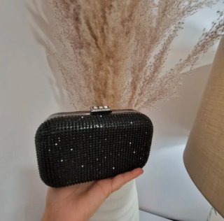Bolso de fiesta negro con pedrería