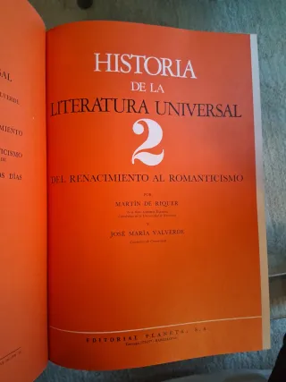 Historia de la Literatura Universal. 4 volúmenes