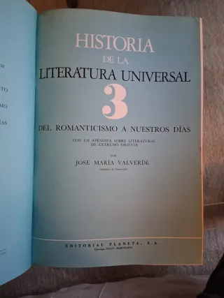 Historia de la Literatura Universal. 4 volúmenes