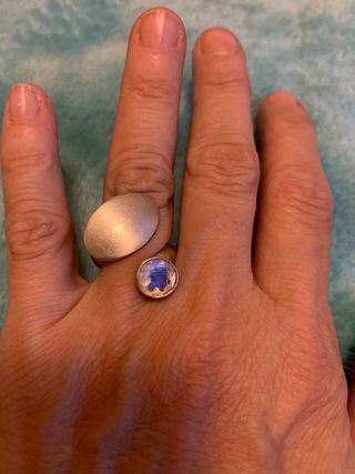 Anillo Plata con Piedra Luna Azul