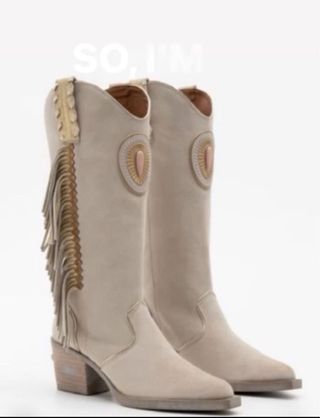 Botas NEMONIC ante beige detalle rosa piel