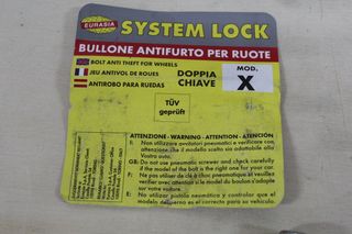 Juego tuercas antirrobo M 12X1,50 L=20