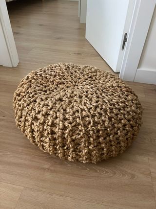 Pouf in giuta beige da terra